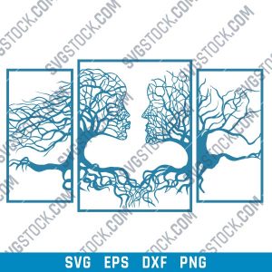 Wall art Vectors - Abstract Kiss Tree - EPS PNG SVG DXF