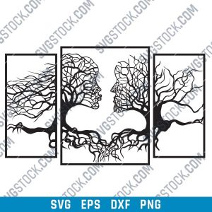 Wall art Vectors - Abstract Kiss Tree - EPS PNG SVG DXF