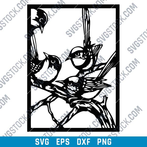 Birds on a branch EPS PNG SVG DXF Files Design - SVGSTOCK.com - Free ...