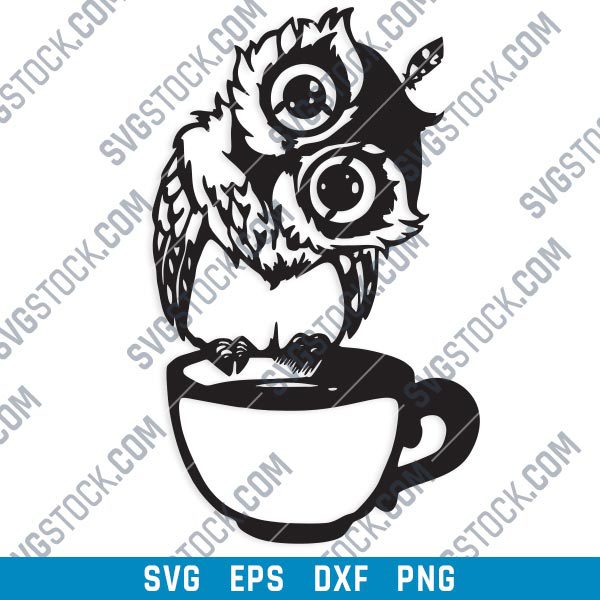 Download Owl On The Coffee Cup Design Files Eps Png Svg Dxf Svgstock Com Free Svg Files Downlads Get Access To Our Ever Growing Library Of Fonts Graphics Crafts And Much More PSD Mockup Templates