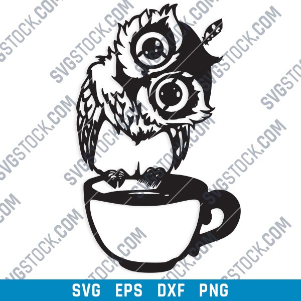 Download Owl On The Coffee Cup Design Files Eps Png Svg Dxf Svgstock Com Free Svg Files Downlads Get Access To Our Ever Growing Library Of Fonts Graphics Crafts And Much More
