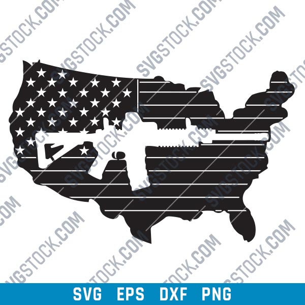 Download American flag vector with a Gun Design file - SVG DXF EPS ...