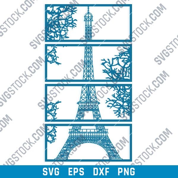 Wall art Vector - Design Pattern Eiffel Tower - SVG DXF EPS PNG