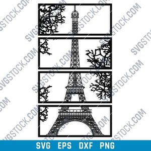 Wall art Vector - Design Pattern Eiffel Tower - SVG DXF EPS PNG