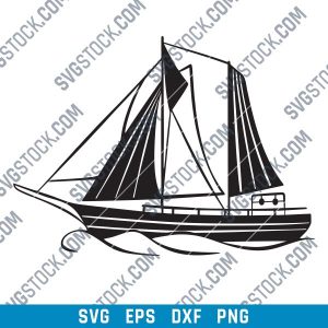 Sailboat Modern Steel Wall Art Vector Design file - SVG DXF EPS AI CDR