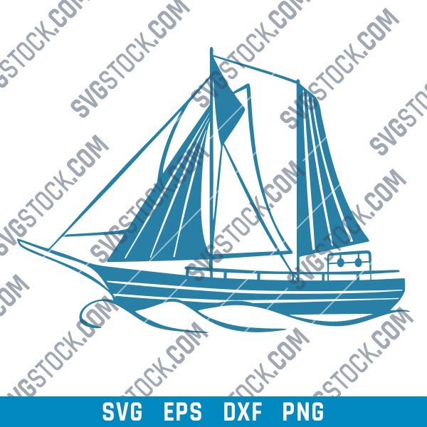 Sailboat Modern Steel Wall Art Vector Design file - SVG DXF EPS AI CDR