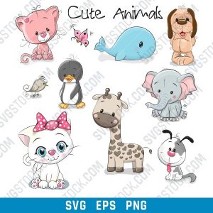 Cute Animals Vector Design files - SVG EPS PNG S053