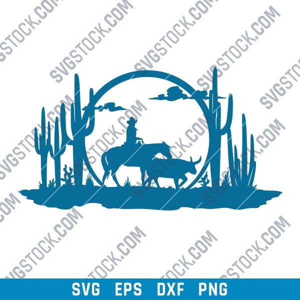 Cowboy Wall Art Vector Design file - DXF SVG EPS AI CDR