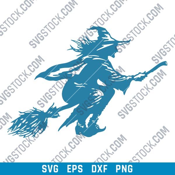 Halloween Witch Flying Vector Design file - DXF SVG EPS AI CDR