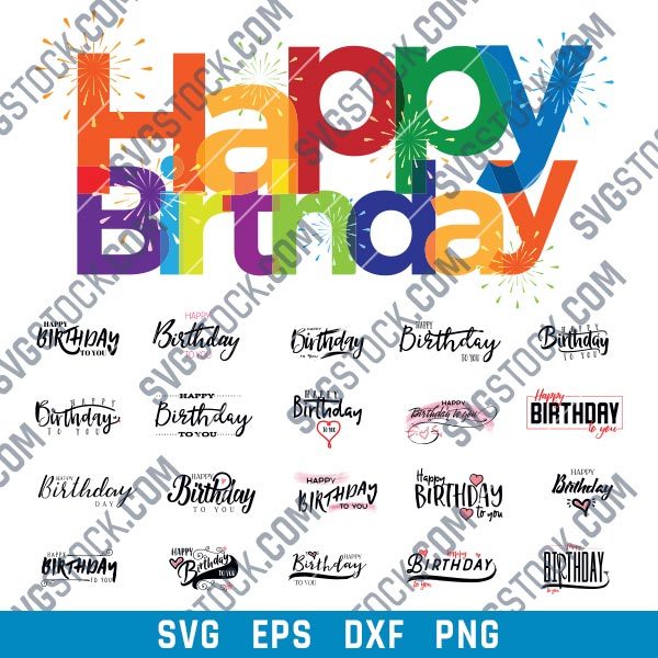 Happy birthday Vector Design file - SVG EPS PNG