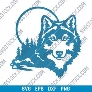 Moonlight Wolf Wall Art Vector Design file - SVG DXF EPS PNG