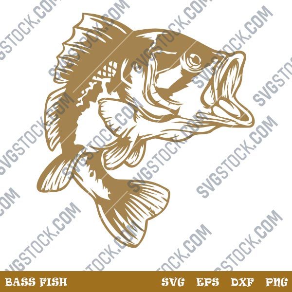 Bass Fish Facing Right design files – SVG DXF EPS PNG