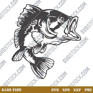 Bass Fish Facing Right design files – SVG DXF EPS PNG