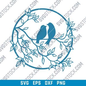 Birds on a branch - SVG DXF EPS PNG