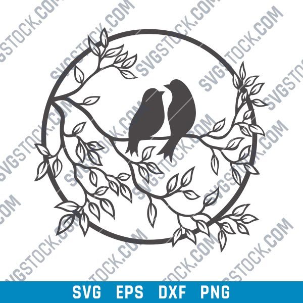 Birds on a branch - SVG DXF EPS PNG