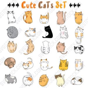 Cute cats set vector design files - SVG EPS PNG