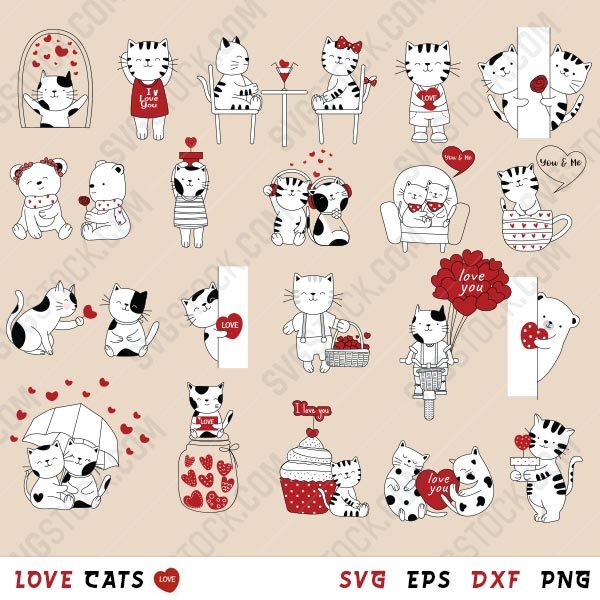 Love cats design files - EPS PNG SVG DXF