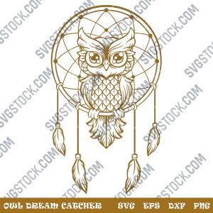 Owl dream catcher design files - EPS PNG SVG DXF