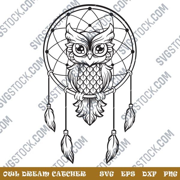 Owl dream catcher design files - EPS PNG SVG DXF