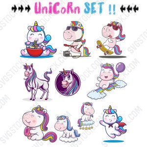 Unicorn set design files - SVG DXF EPS PNG