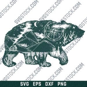 Native American Bear vector design files - DXF SVG EPS PNG