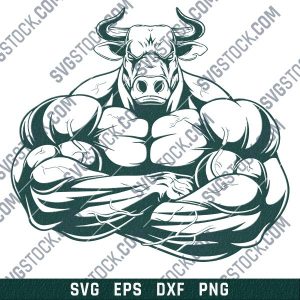 Angry bull bodybuilding muscle design files design files – SVG DXF EPS PNG