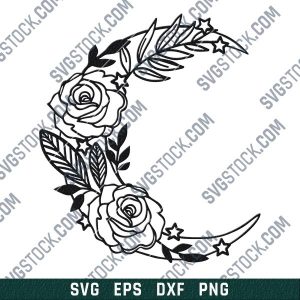 Flowers on the Moon vector design files - DXF SVG EPS PNG