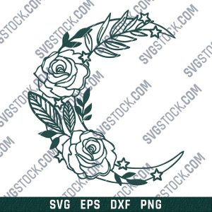 Flowers on the Moon vector design files - DXF SVG EPS PNG