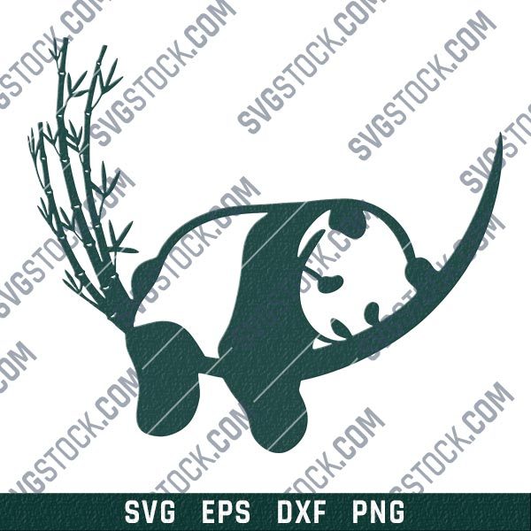Resting Panda and Bamboo design files – SVG DXF EPS PNG