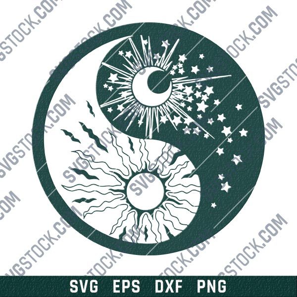 Yin Yan Symbol Sun Moon vector design files - DXF SVG EPS PNG