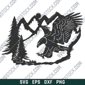Eagle and pine tree vector design files - SVG DXF EPS PNG