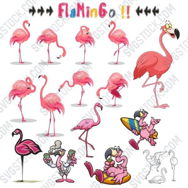 Flamingo set vector design files - SVG EPS PNG