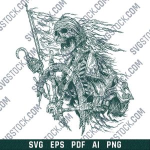 Pirate skull ship vector design files - SVG EPS PDF AI PNG