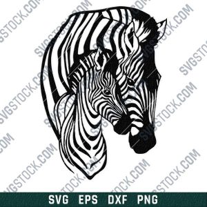 Zebra mother and child vector design files - SVG DXF EPS PNG