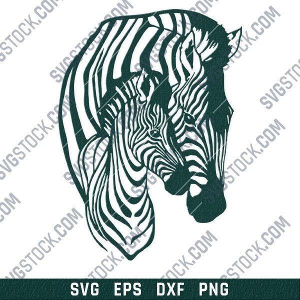 Zebra mother and child vector design files - SVG DXF EPS PNG