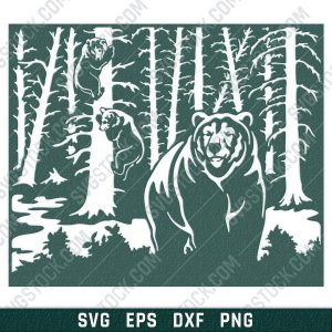 Bears in trees vector design files - SVG DXF EPS PNG