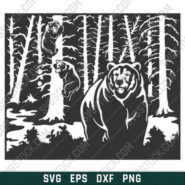 Bears in trees vector design files - SVG DXF EPS PNG