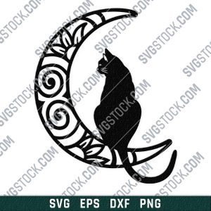 Cat moon vector design files - SVG DXF EPS PNG