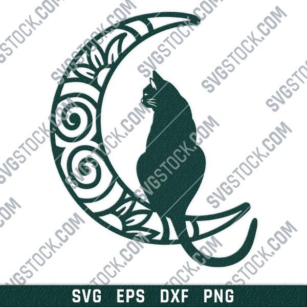 Cat moon vector design files - SVG DXF EPS PNG