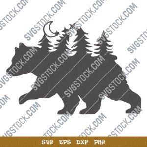Bear in the woods vector design files - SVG DXF EPS PNG