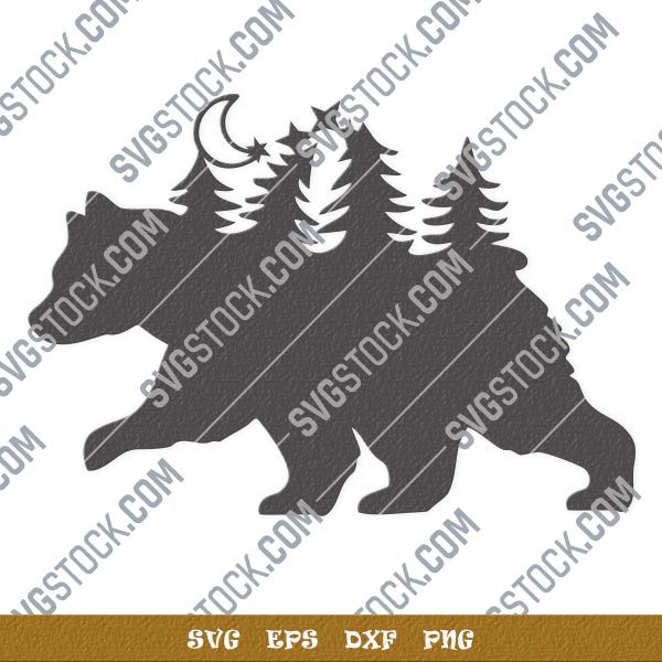 Bear in the woods vector design files - SVG DXF EPS PNG