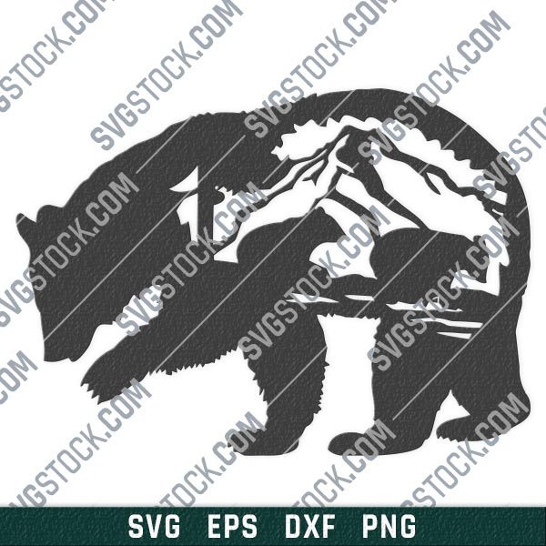 Mother bear vector design files - SVG DXF EPS PNG