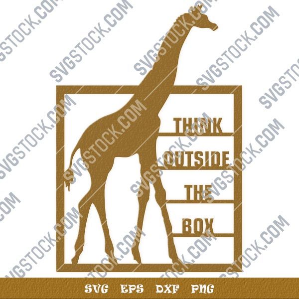 Think outside the box giraffe vector design files - SVG DXF EPS PNG