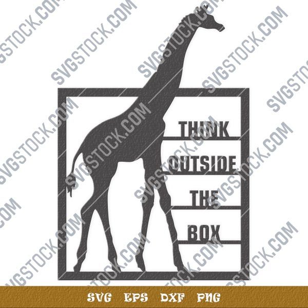 Think outside the box giraffe vector design files - SVG DXF EPS PNG