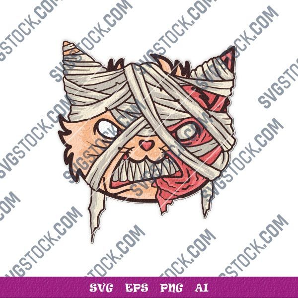 Cat mummy head vector design