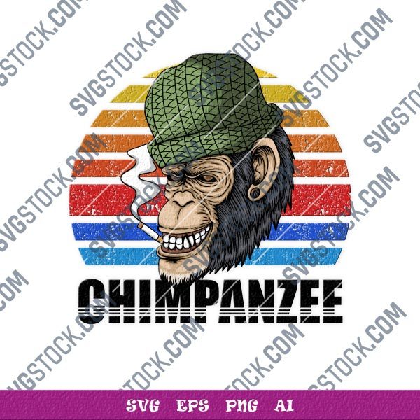 Chimpanzee smoking vector design
