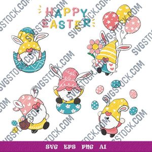 Cute bunny ears gnome happy easter pastel cartoon doodle