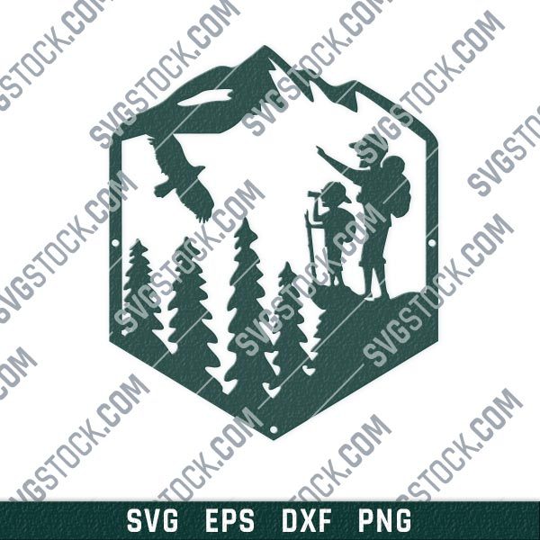 Dad son hiking camping vector design files - SVG DXF EPS PNG