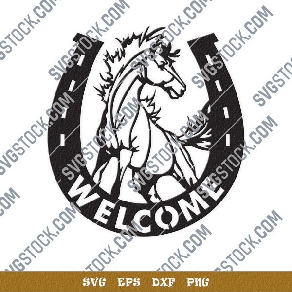 Horseshoe welcome vector design files – DXF SVG EPS AI CDR