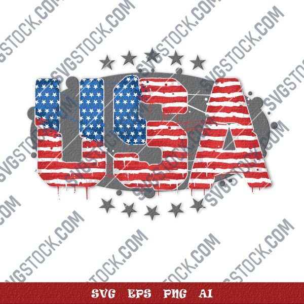 USA American flag textured text - SVGSTOCK.com - Free SVG files ...